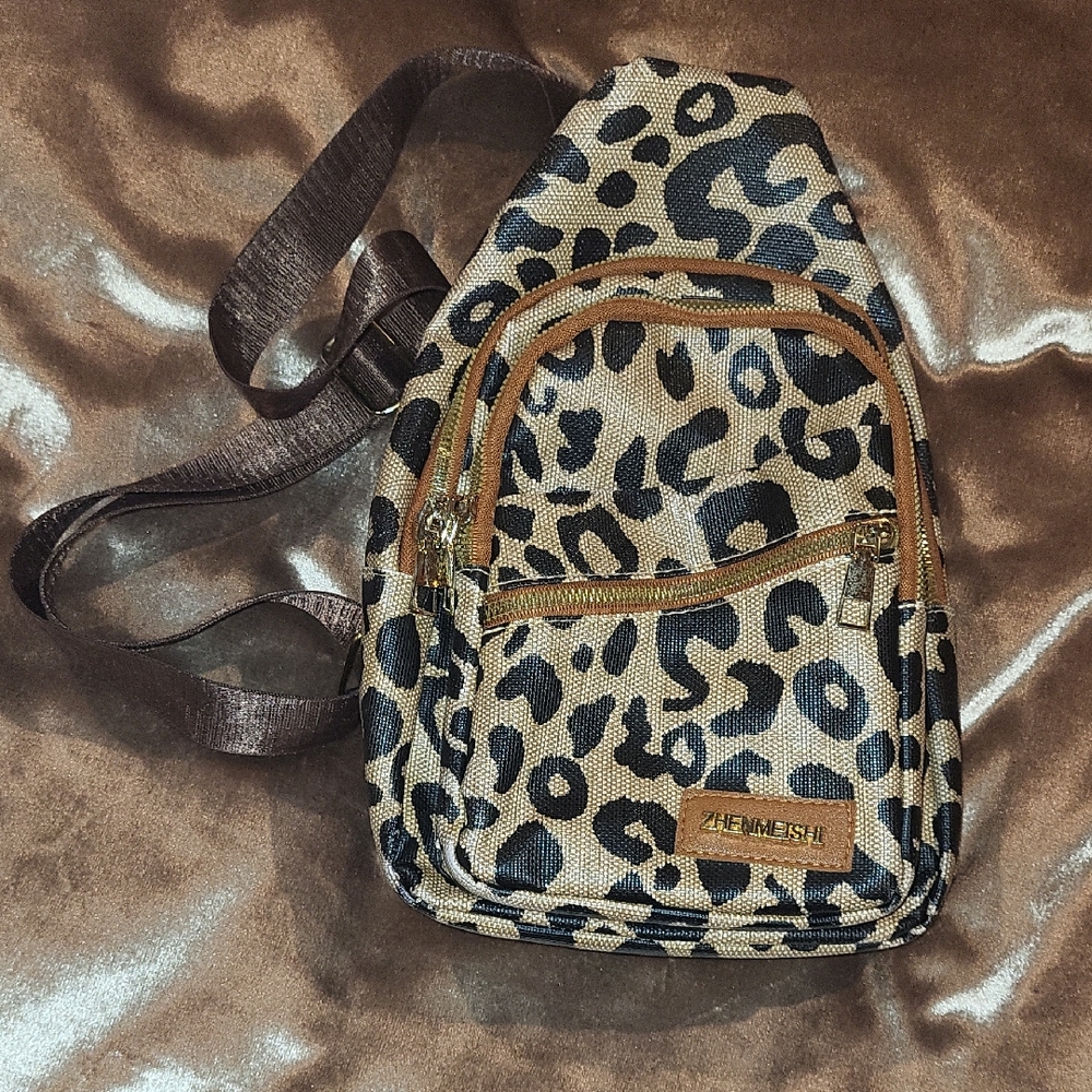 Brown Leopard Print Men's Bag